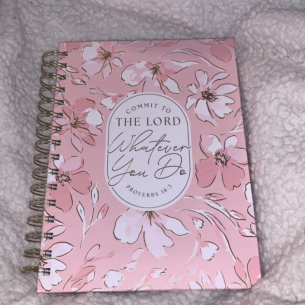 Proverbs Spiral Bound Journal 
Pink and White with Gold Trim Journal